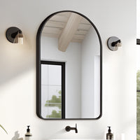 2 Set Wall Arch Mirror Arc Aluminum Frame Bathroom 50x80cm BLACK