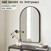 2 Set Wall Arch Mirror Arc Aluminum Frame Bathroom 50x80cm BLACK