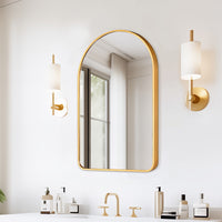 Wall Arch Mirror Arc Aluminum Frame Bathroom 50x80cm GOLD