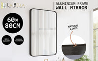 Wall Mirror Rectangular Aluminum Frame Bathroom 60x80cm BLACK