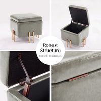 2X Storage Ottoman Foot Stool Cube Tuffet Seat 45cm PU Leather GREY