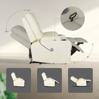 8-Point Electric Massage Recliner Chair - PU Leather Lounge Sofa Armchair ARLEEN BEIGE