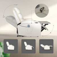 8-Point Electric Massage Recliner Chair - PU Leather Lounge Sofa Armchair CELINA CREAM