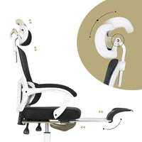 Ergonomic Reclining Office Chair - Footrest, Lumbar Support, Adjustable Headrest VELTRA - BLACK