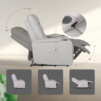 Home Recliner Chair - PU Leather Sofa Lounge Armchair DAKOTA GREY