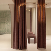 Ridge Arch Ottoman Stool Teddy Fleece Fabric Foot Rest 45cm BROWN