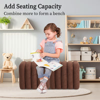 2X Ridge Arch Ottoman Stool Teddy Fleece Fabric Foot Rest 45cm BROWN