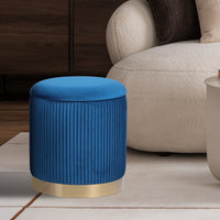3 Piece Set Storage Ottoman - Blanket Box Velvet Padded Bench Stool FAYE BLUE