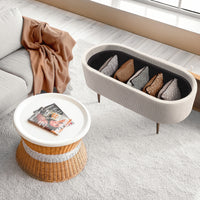 Coffee Table Storage Ottoman - Corduroy Padded Blanket Box Bench ESME CREAM