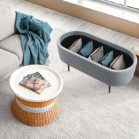 Coffee Table Storage Ottoman - Corduroy Padded Blanket Box Bench ESME - DUSTY BLUE