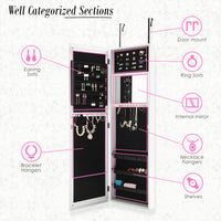 Wall Mount Mirror Jewellery Cabinet Storage Organiser WALLIS 120cm WHITE
