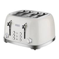 PHILEX 4-Slice Electric Toaster Bread Reheat Defrost Retro Retro IVORY