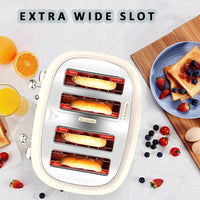 PHILEX 4-Slice Electric Toaster Bread Reheat Defrost Retro Retro IVORY