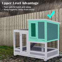 Rabbit Hutch Chicken Coop with Wheels 96.5 x 56 x 90.5cm 2 Storey Pet Cage Run HOPKINS