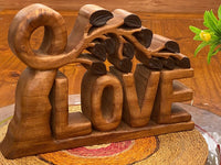 Wooden carved LOVE words decoration 33 cm long