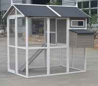 Grey XL Chicken Coop Rabbit Guinea Pig Hutch Ferret Hen Cat Bird House