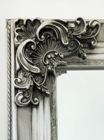 Deluxe French Provincial Ornate Mirror - Antique Silver - 90cm x 170cm
