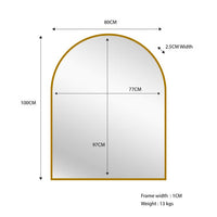 Gold Metal Arch Mirror  - Small 80cm x 100cm