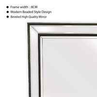 Black Beaded Framed Mirror - Rectangle 80cm x 110cm