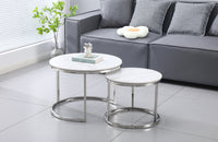 Nesting style Coffee Table - White on Silver - 60cm/45cm