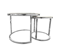 Nesting style Coffee Table - White on Silver - 60cm/45cm