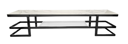 Alexa Black TV Unit - White Marble