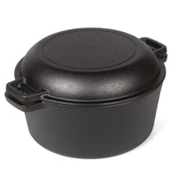 26cm 2-in-1 Cast Iron Dutch Oven & Skillet Set  Pre-Seasoned Dual-Use Pot with Lid Fry Pan, Durable & Versatile Cookware