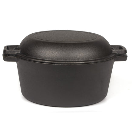 26cm 2-in-1 Cast Iron Dutch Oven & Skillet Set  Pre-Seasoned Dual-Use Pot with Lid Fry Pan, Durable & Versatile Cookware