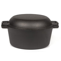 26cm 2-in-1 Cast Iron Dutch Oven & Skillet Set  Pre-Seasoned Dual-Use Pot with Lid Fry Pan, Durable & Versatile Cookware