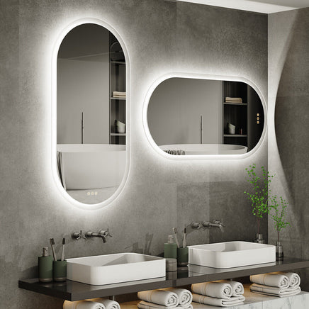 Interior Ave - LED Oval Frameless Salon / Bathroom Wall Mirror - 50 x 100cm