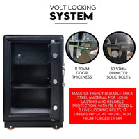 Dual Key Lock Safe Safety Box Security Code Lock Box Fire Proof Heavy Duty 80L