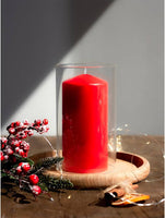 4 Pack Red Wax Pillar Advent Candles Xmas Wedding Party Table Room Centrepiece Decor Graduated sized 6 to 15cm High