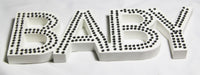 White Baby Nursery 30cm Sign Plaque Plate with Diamantes Newborn Gift Homeware Bedroom Decoration Wall Art
