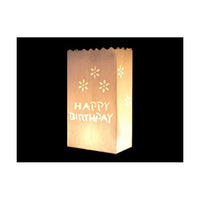 100 Pack White Happy Birthday Luminary Paper Candle Tea Light Lantern Bags Garden Anniversary Birthday Night Decorations Evening Party