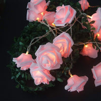 50 Pink Rose 3D Fairy Lights 5M LONG String, Battery (AA) Indoor & Outdoor Decorations Wedding Valentines Romantic Room Table Lighting