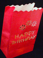 100 Pack Red Happy Birthday Luminary Paper Candle Tea Light Lantern Bags Garden Anniversary Birthday Night Decorations Evening Party