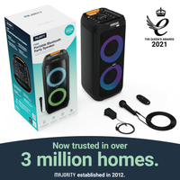 Majority P300 - Party Speaker 300W Bluetooth Karaoke-DJ-Party-PA System - Black