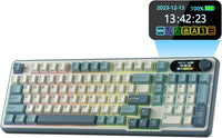 RK ROYAL KLUDGE S98 Mechanical Keyboard w/Smart Display & Knob, Top Mount 96% Wireless Mechanical Keyboard BT/2.4G/USB-C, Hot Swappable, Pale Green Switch 98 Keys