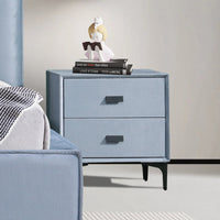 Estella Queen Fabric 4pc Bedroom Suite With Linear Division & Button Studding Headboard