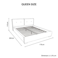 Estella Queen Fabric 4pc Bedroom Suite With Linear Division & Button Studding Headboard