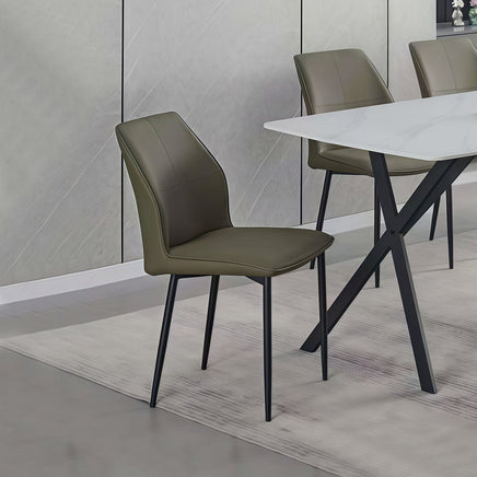 6x Dining Chair Brown Faux Leather Upholstered Seat Powder Coated Iron Legs