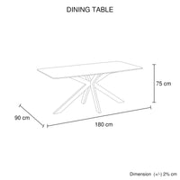Dining Table Rectangular Shape Grey Sintered Stone Top Powder Coated Iron Legs
