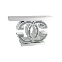 Hall Table MDF & Mirror & Crushed Acrylic Diamonds Silver Colour