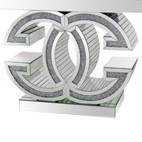 Hall Table MDF & Mirror & Crushed Acrylic Diamonds Silver Colour