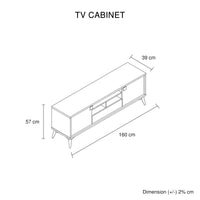 TV Cabinet with Storage Drawer Open Shelve Cabinet MDF in Champagne Colour