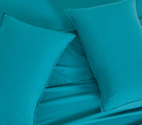 Vintage Washed Microfibre Quilt Cover Set (Teal, Single)