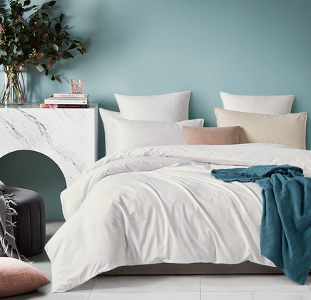 Gioia Casa 100% Cotton Vintage Washed Bed Quilt Cover Set (2Pcs) - White - Single