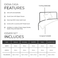 Gioia Casa 100% Cotton Vintage Washed Bed Quilt Cover Set (2Pcs) - White - Single