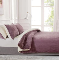 2-in-1 Teddy Sherpa Quilt Cover Set (Mauve, Double)