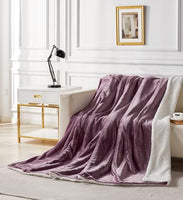 2-in-1 Teddy Sherpa Quilt Cover Set (Mauve, Double)
